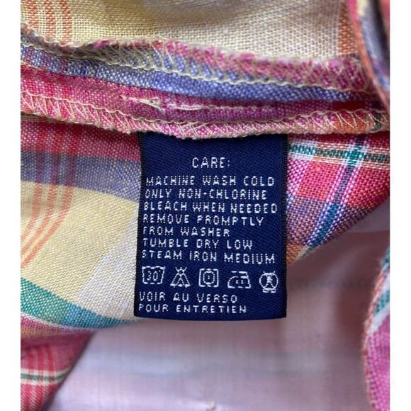 Ralph‎ Lauren Sport Pink Yellow Madras Plaid Linen Pencil Skirt Sz 6 Preppy - Picture 5 of 9